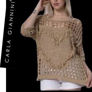 CARLA GIANNINI PARIS
Made In Italy Gold metallic crochet Blouse
 L/XL